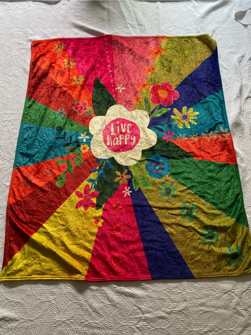 NATURAL LIFE Multicolor 'Live Happy' Floral Blanket